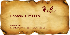Hohman Cirilla névjegykártya